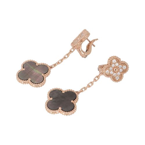 Khuyên Tai Van Cleef & Arpels Magic Alhambra Rose Gold Earrings With 2 Motifs, Diamond, Mother Of Pearl Vàng Hồng ( Chế tác )-1