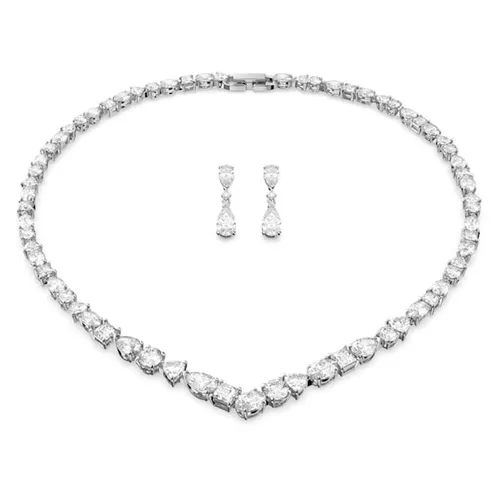 Set Dây Chuyền Khuyên Tai Swarovski Tennis Deluxe V Set Mixed Crystals Cut, White, Rhodium Plated 5575495