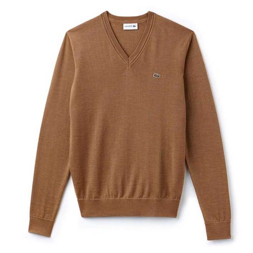 Áo Len Lacoste Men's V-Neck Wool Jersey Sweater AH2987-F4Z Màu Nâu Size S