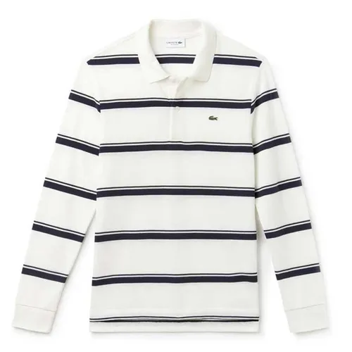Áo Polo Lacoste Men's Regular Fit Striped Petit Piqué Polo Shirt PH9441KCQ Màu Trắng