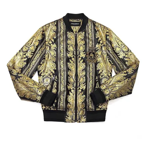Áo Bomber Nam Dolce & Gabbana D&G Black Bomber Jacket Màu Vàng Size 46