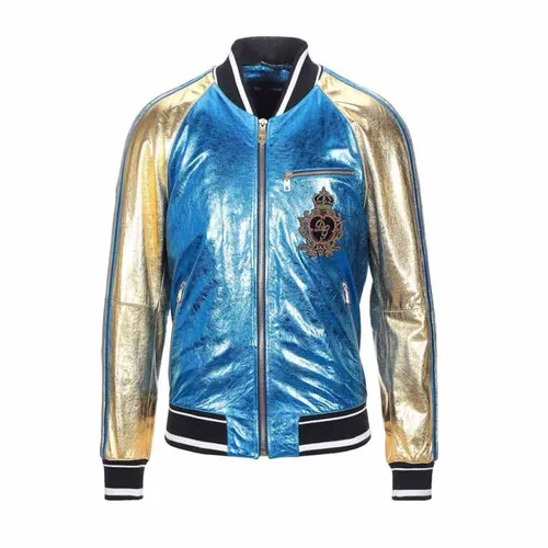 Áo Bomber Nam Dolce & Gabbana D&G Jackets In Blue Màu Xanh Size 48