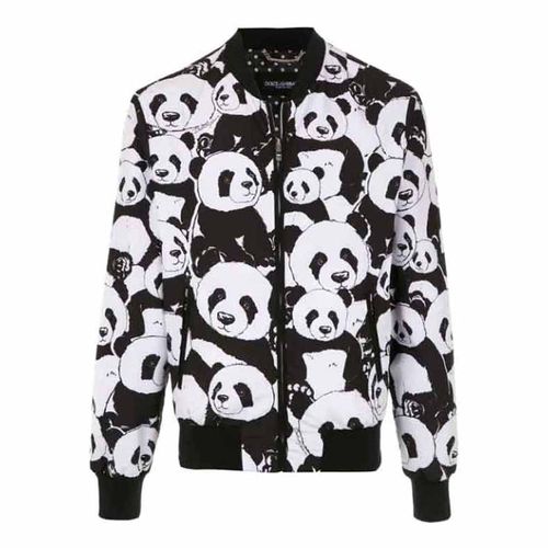 Áo Bomber Nam Dolce & Gabbana D&G Panda Printed Bomber Jacket Màu Trắng Đen