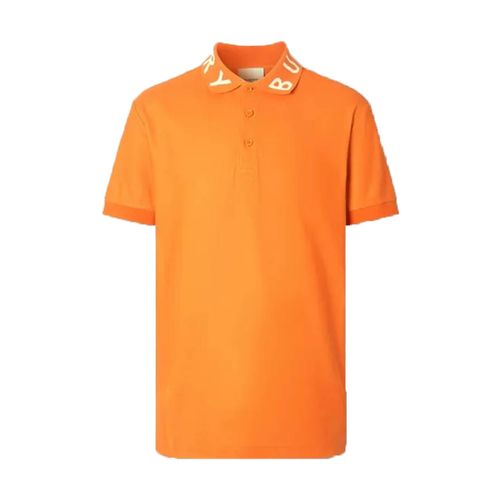 Áo Burberry Polo Logo Intarsia Cotton Piqué Polo Shirt Orange Màu Cam Size M-1