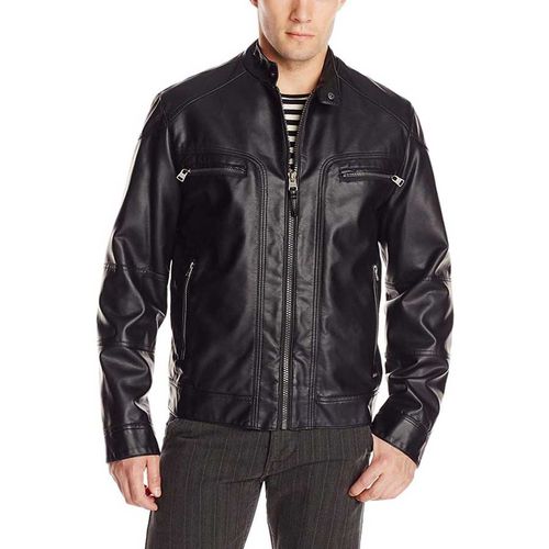 Áo Khoác Da Nam Calvin Klein Faux-Leather Moto Jacket With Hoodie Màu Đen