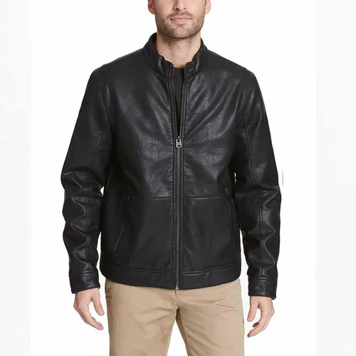 Thời trang - Áo Khoác Da Nam Dockers The Dylan Faux Leather Racer Jacket Màu Đen - Vua Hàng Hiệu