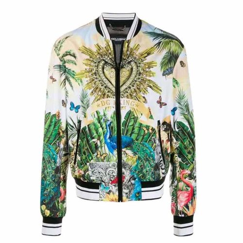 Áo Khoác Dolce & Gabbana Nature Print Bomber Jacket In Green Size 46