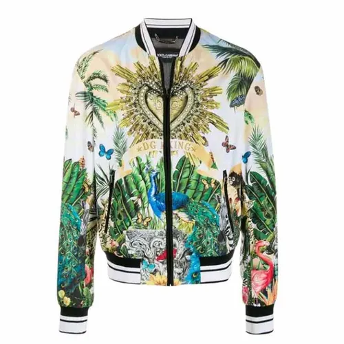Áo Khoác Nam Dolce & Gabbana D&G Nature Print Bomber Jacket In Green Size 48