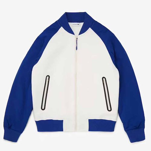 Áo Khoác Lacoste Men’s Quilted Sleeve Bimaterial Teddy Jacket Màu Trắng Phối Xanh Size 46