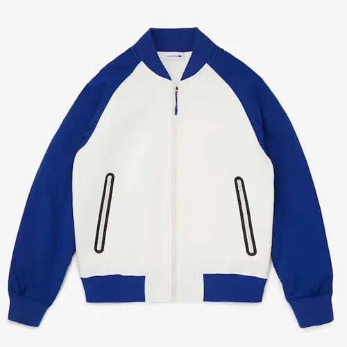 Áo Khoác Lacoste Men’s Quilted Sleeve Bimaterial Teddy Jacket Màu Trắng Phối Xanh Size 50