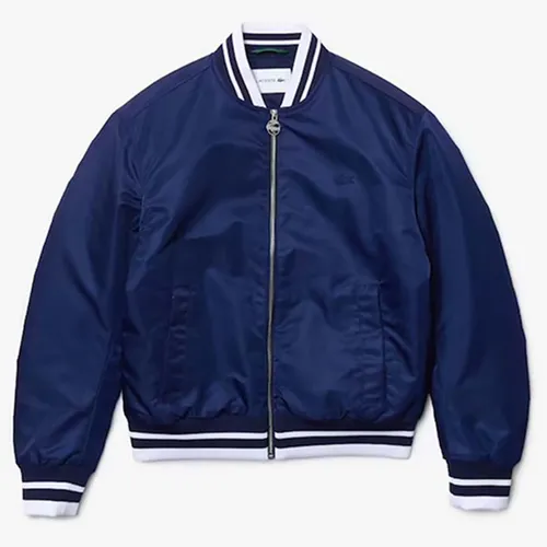 Áo Khoác Lacoste Women’s Water-Resistant Quilted Zip Bomber Jacket Màu Xanh Navy Size 38