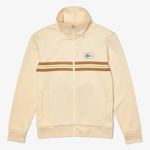 Áo Khoác Nỉ Lacoste Men’s Heritage Striped Zip-Up Sweatshirt Beige Size L