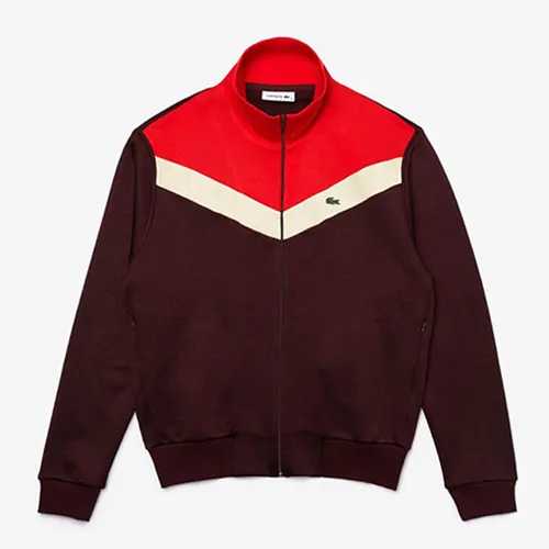 Áo Khoác Women's Lacoste Color-Block Fleece Zip Up Sweatshirt Bordeaux Phối Màu Size 36