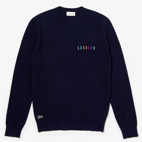Áo Lacoste Men's Crewneck Embroidered Cotton Blend Sweater Navy Blue