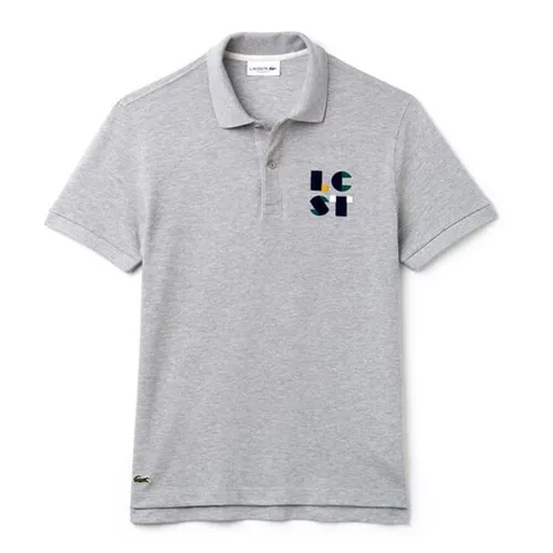 Áo Lacoste Men's Regular Fit LCST Lettering Petit Piqué Polo Shirt Màu Xám Size S