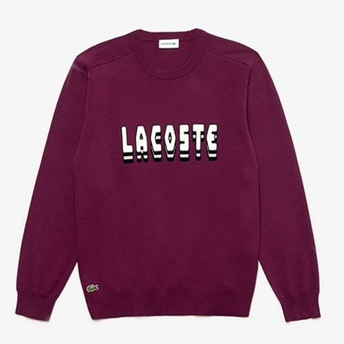 Áo Len Lacoste Men's 3D Effect Lettering Cotton Blend Sweater Màu Tím Size L