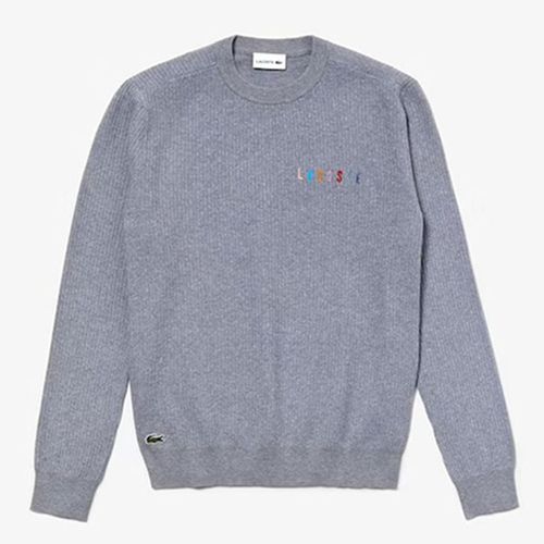 Áo Len Lacoste Men's Crewneck Embroidered Cotton Blend Sweater Màu Xám Size XS