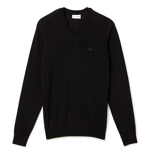 Áo Len Lacoste Men's V-Neck Wool Jersey Sweater Màu Đen Size S-3