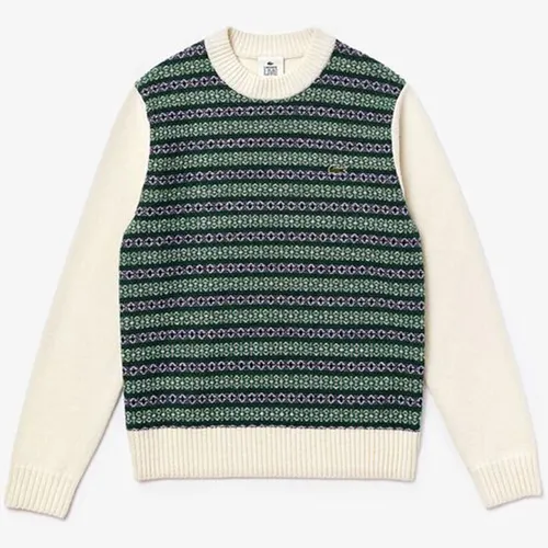 Áo Len Lacoste Unisex Live Jacquard Motif Wool Blend Crew Neck Sweater Màu Xanh Trắng Size XS - Thời trang - Vua Hàng Hiệu