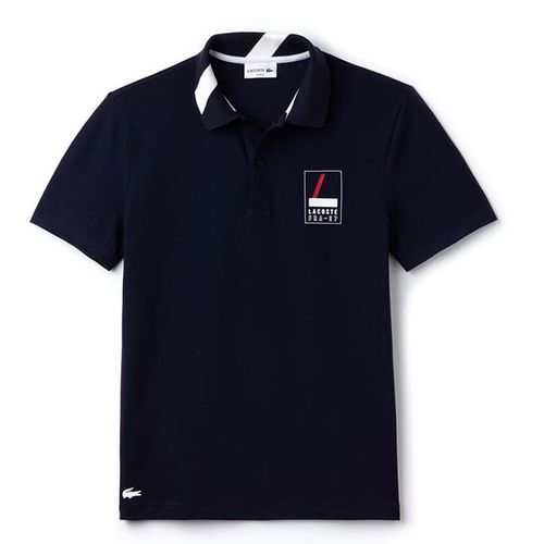 Áo Nam Lacoste Slim Fit Lettering Stretch Mini Piqué Polo Shirt Màu Xanh Đen Size XS