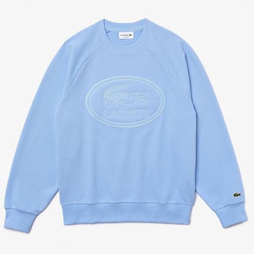 Áo Nỉ Lacoste Men’s Crew Neck Embroidered Piqué Fleece Sweatshirt Màu Xanh Blue Size M-1