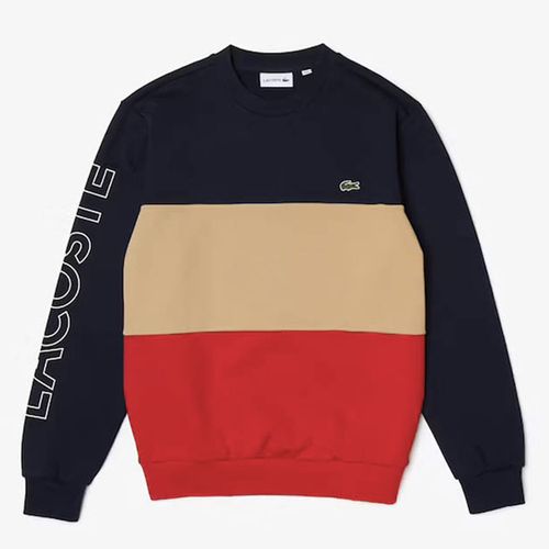 Áo Nỉ Lacoste Men’s Crew Neck Lettered Colorblock Fleece Sweatshirt SH6904-1FE Size M-1
