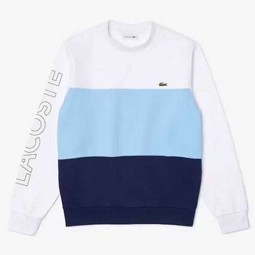 Áo Nỉ Lacoste Men’s Crew Neck Lettered Colorblock Fleece Sweatshirt SH6904-VL3 Size M-1