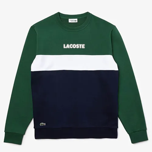Áo Nỉ Lacoste Men's Sport Crew Neck Colorblock Fleece Sweatshirt Phối Màu Xanh Green/Trắng/Navy Size M