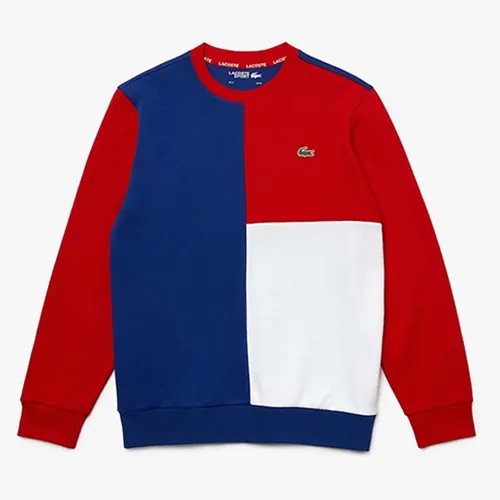 Áo Nỉ Men's Lacoste Sport Tri-Colorblock Cotton Blend Sweatshirt Màu Trắng/Đỏ/Xanh Blue Size XS - Thời trang - Vua Hàng Hiệu