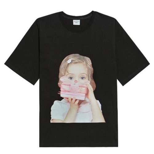 Áo Phông Acmé De La Vie ADLV Hàn Quốc Baby Face Short Sleeve T-Shirt Black Gift Màu Đen