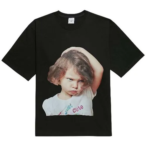 Áo Phông Acmé De La Vie ADLV Hàn Quốc Baby Face Short Sleeve T-Shirt Black White T-Shirt Girl Màu Đen