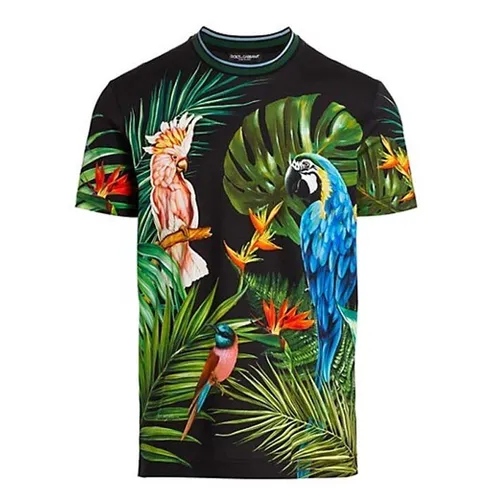 Áo Phông Nam Dolce & Gabbana D&G Jungle Print T-Shirt Họa Tiết Xanh Size 46