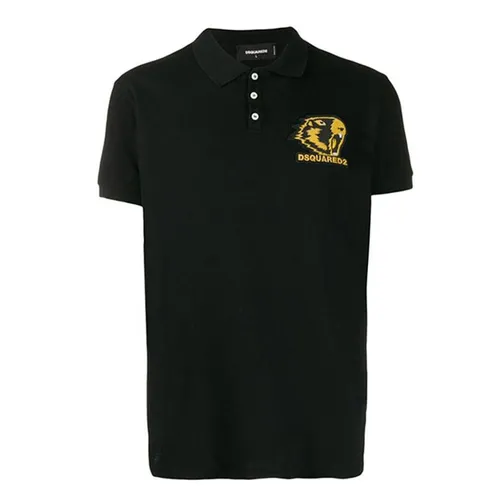 Thời trang Đen - Áo Phông Dsquared2 Men's Black Embroidered Patch Polo Shirt Màu Đen - Vua Hàng Hiệu