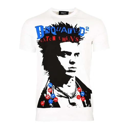 Áo Phông Dsquared2 T-Shirt With Sid Vicious Print Màu Trắng