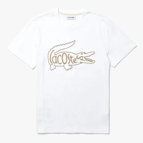 Áo Phông Lacoste Crocodile-Embroidery Cotton T-Shirt Màu Trắng Size S