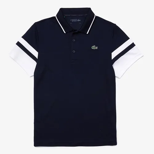 Áo Phông Men’s Lacoste SPORT Striped Sleeves Breathable Piqué Tennis Polo Shirt Màu Xanh Navy Size M