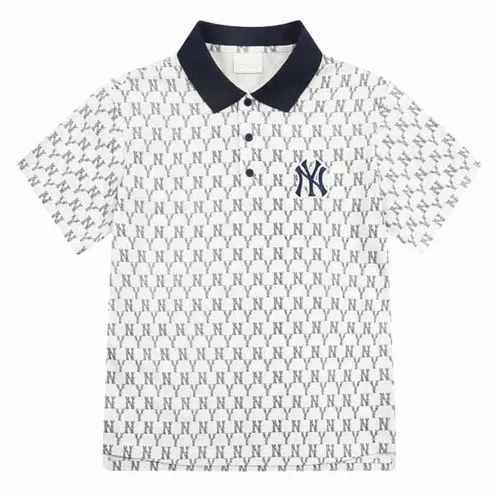 Áo Polo MLB Monogram Allover Collar Short Sleeve T-shirt New York Yankees 31TSQM131-50N Size XS