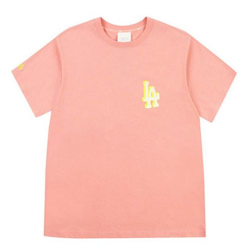 Áo Phông MLB Play Back Pixel Logo Overfit Short Sleeve T-shirt LA Dodgers Màu Hồng Cam Size S