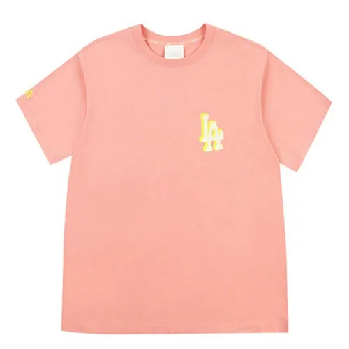 Áo Phông MLB Play Back Pixel Logo Overfit Short Sleeve T-shirt LA Dodgers Màu Hồng Cam Size XL