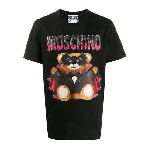 Áo Phông Moschino Bat Teddy Bear Print T-Shirt Màu Đen
