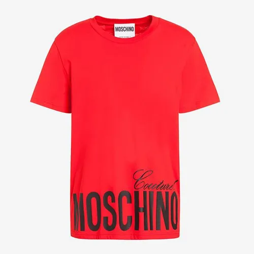 Thời trang Đỏ Áo phông - Áo Phông Moschino Jersey T-Shirt With Logo Red - Vua Hàng Hiệu