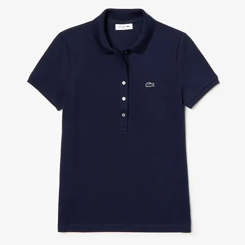 Áo Phông Women's Lacoste Slim Fit Stretch Mini Cotton Piqué Polo Shirt Màu Xanh Navy Size S