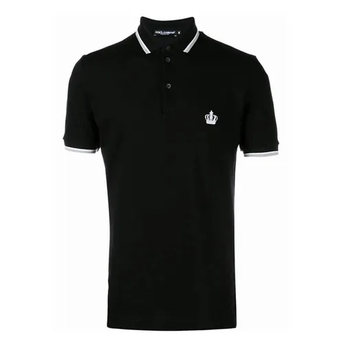 Áo Polo Nam Dolce & Gabbana D&G Men's Black Crown-Embroidered Cotton-piqué Polo Shirt Size 46