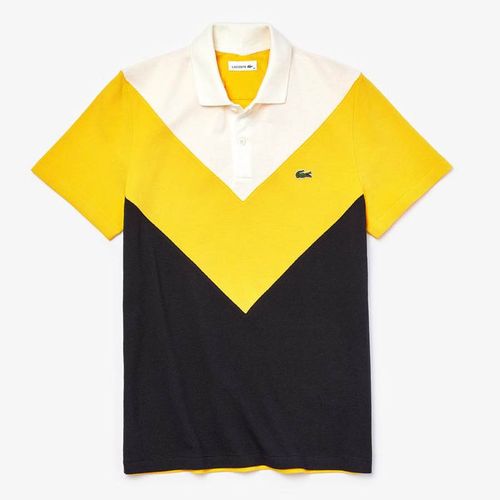 Áo Polo Lacoste Men's Geometric Colorblock Polo Shirt Navy Blue/Yellow/White-6