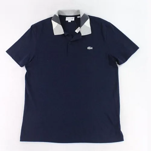 Áo Polo Lacoste Mens Shirt Large FR 4 Regular-Fit Polo Plaid Print Màu Xanh Navy Size M