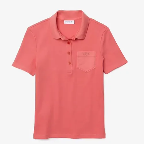 Áo Polo Women’s Lacoste Slim Fit Ribbed Cotton Polo Shirt Màu Hồng - Thời trang - Vua Hàng Hiệu