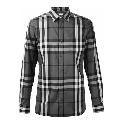 Áo Sơ Mi Burberry LonDon England Check Cotton Shirt Màu Đen Xám Size XS