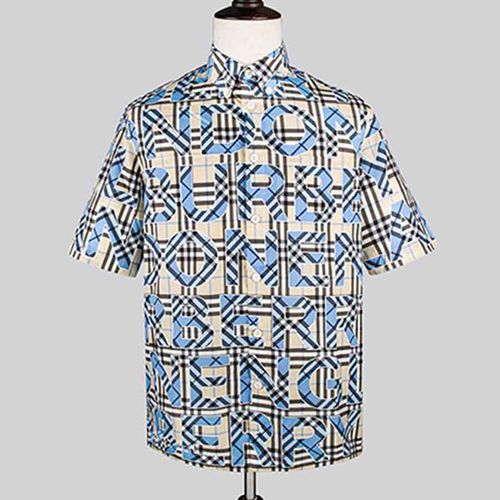 Áo Sơ Mi Burberry Short-Sleeve Check Cotton Poplin Shirt Kẻ Phối Màu Size M