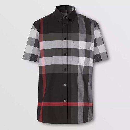 Áo Sơ Mi Burberry Short-sleeve Check Stretch Cotton Poplin Shirt 8025607 Phối Màu Size S-5