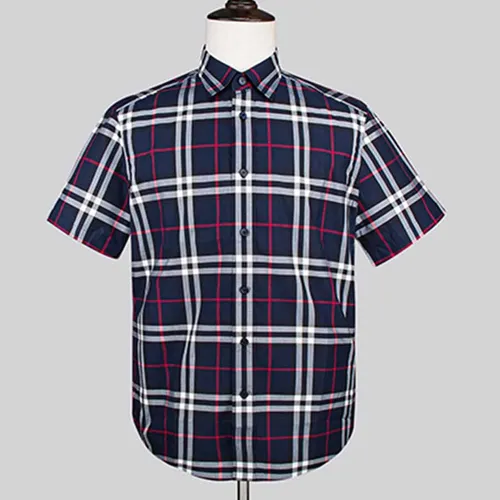 Áo Sơ Mi Burberry Short-Sleeve Small Scale Check Stretch Cotton Shirt Phối Màu Size L